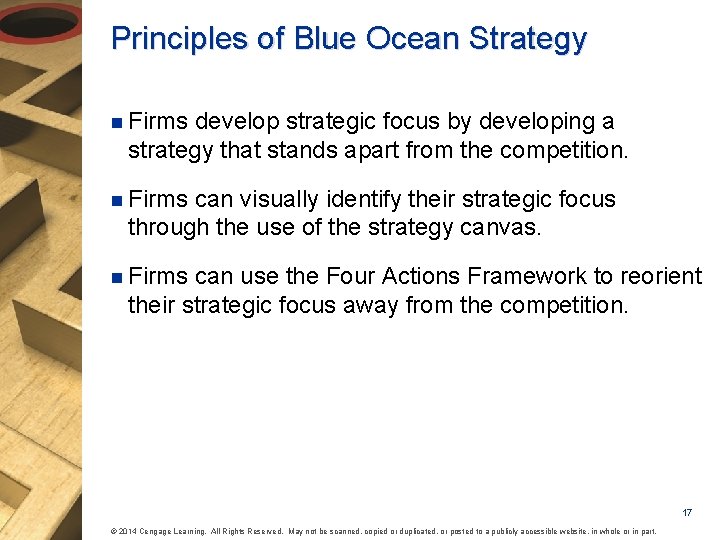 Principles of Blue Ocean Strategy n Firms develop strategic focus by developing a strategy