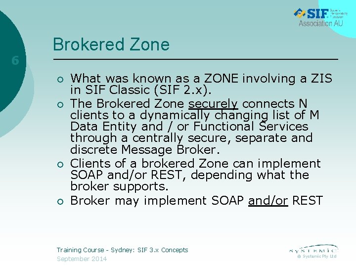 6 Brokered Zone ¡ ¡ What was known as a ZONE involving a ZIS