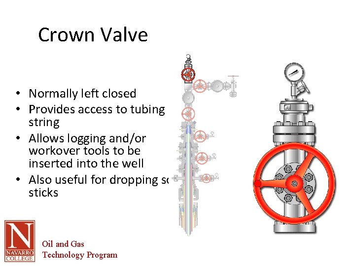 Crown Valve • Normally left closed • Provides access to tubing string • Allows