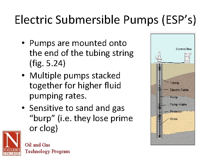 Electric Submersible Pumps (ESP’s) • Pumps are mounted onto the end of the tubing