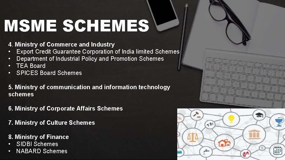 MSME SCHEMES 4. Ministry of Commerce and Industry • Export Credit Guarantee Corporation of