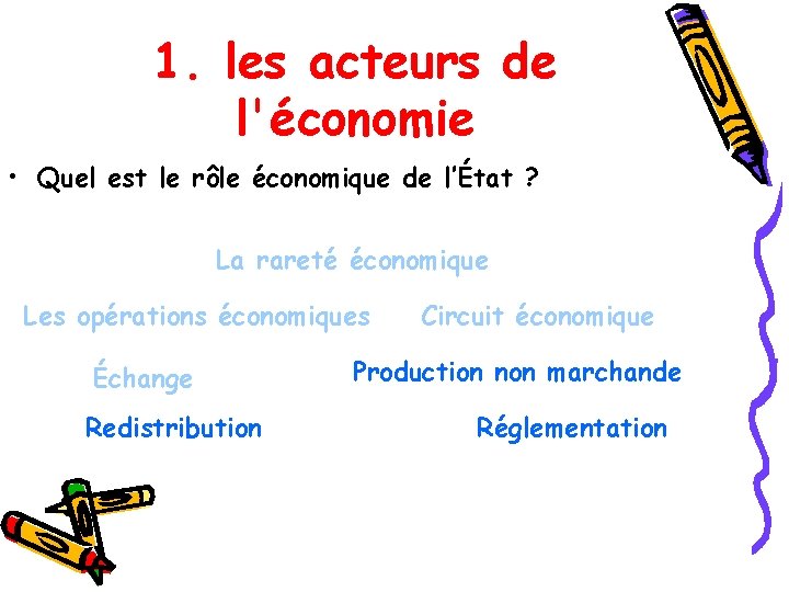 1. les acteurs de l'économie • Quel est le rôle économique de l’État ?