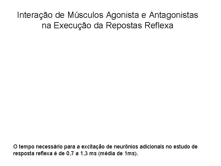 Interação de Músculos Agonista e Antagonistas na Execução da Repostas Reflexa O tempo necessário