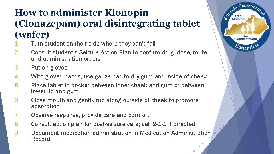 How to administer Klonopin (Clonazepam) oral disintegrating tablet (wafer) 1. 2. 3. 4. 5.