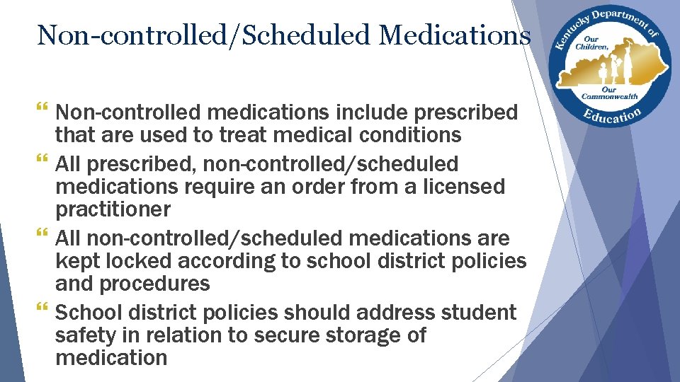 Non-controlled/Scheduled Medications } Non-controlled medications include prescribed that are used to treat medical conditions