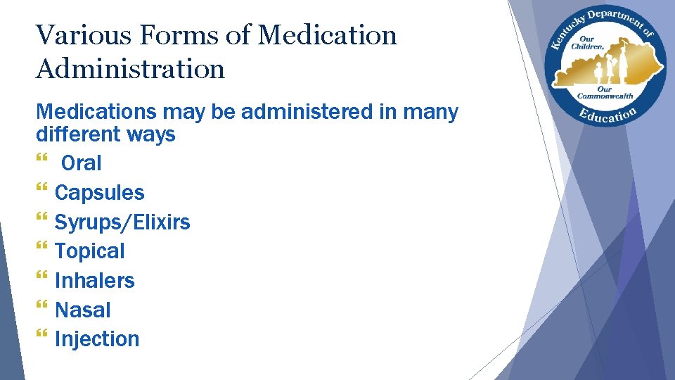 Various Forms of Medication Administration Medications may be administered in many different ways }