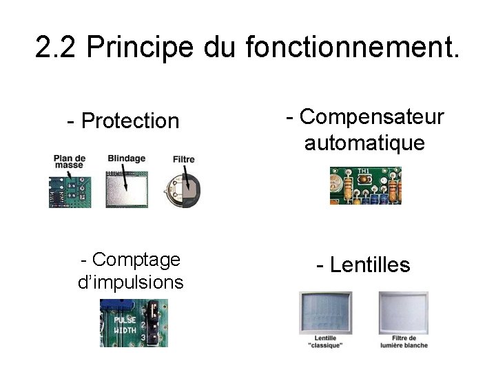 2. 2 Principe du fonctionnement. - Protection - Comptage d’impulsions - Compensateur automatique -