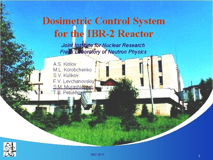 Dosimetric Control System for the IBR-2 Reactor Joint Institute for Nuclear Research Frank Laboratory