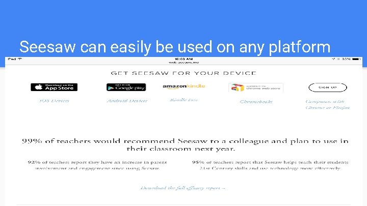 Seesaw can easily be used on any platform Lorem ipsum dolor sit amet, consectetur