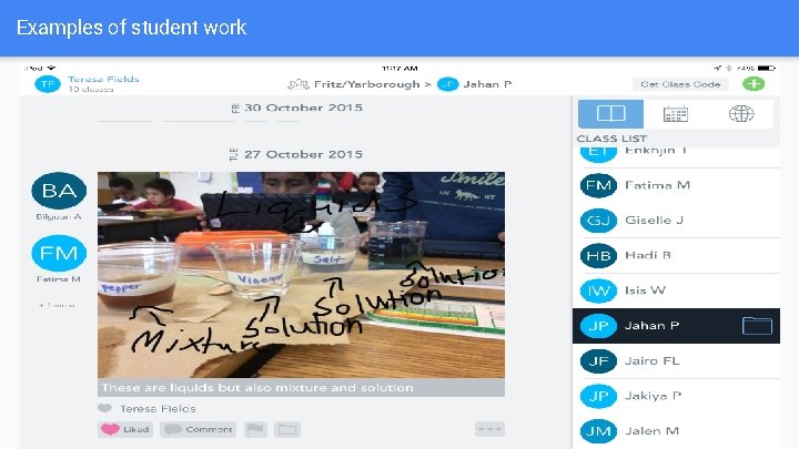 Examples of student work 