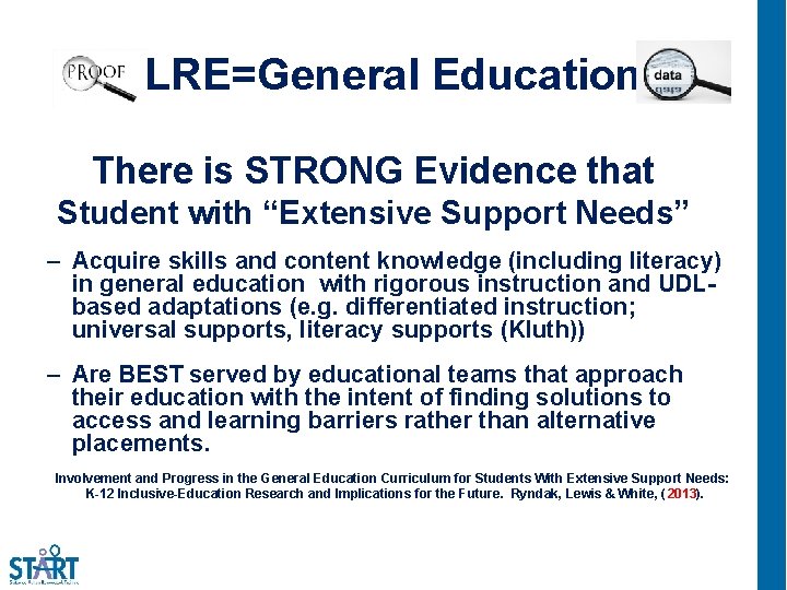 LRE=General Education There is STRONG Evidence that Student with “Extensive Support Needs” – Acquire