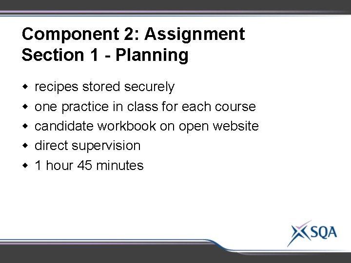Component 2: Assignment Section 1 - Planning w w w recipes stored securely one