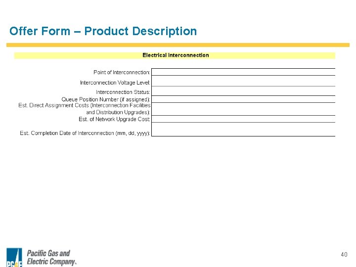 Offer Form – Product Description 40 