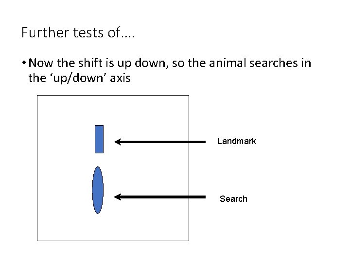 Further tests of…. • Now the shift is up down, so the animal searches