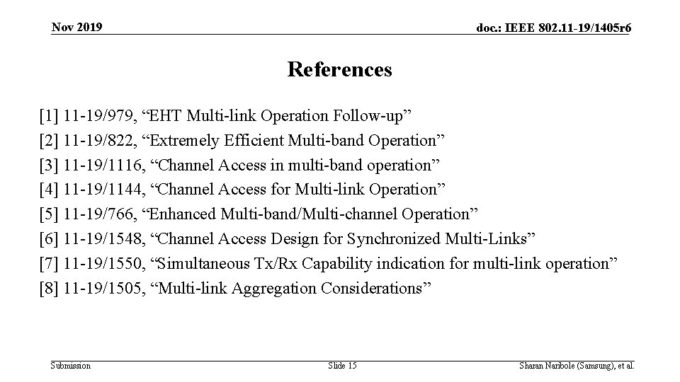 Nov 2019 doc. : IEEE 802. 11 -19/1405 r 6 References [1] 11 -19/979,