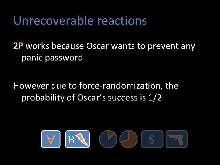 Unrecoverable reactions 2 P works because Oscar wants to prevent any panic password However