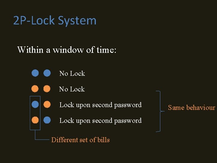 2 P-Lock System Within a window of time: No Lock upon second password Different