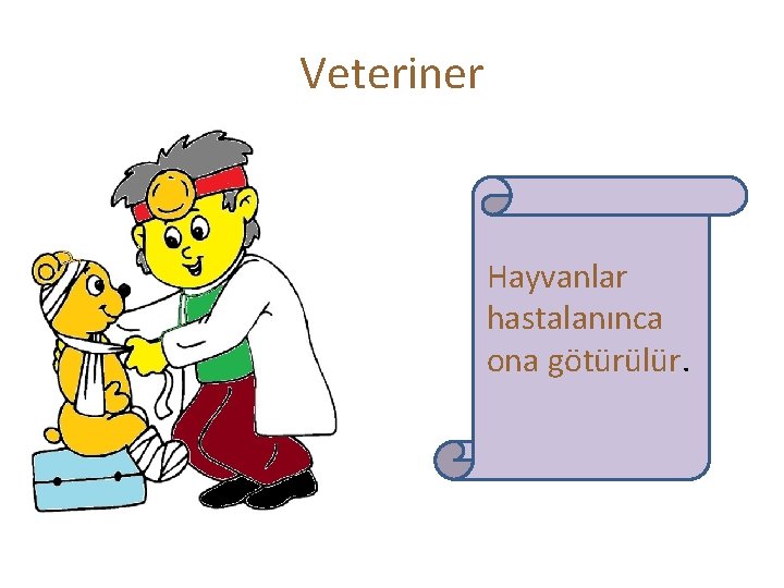 Veteriner Hayvanlar hastalanınca ona götürülür. 