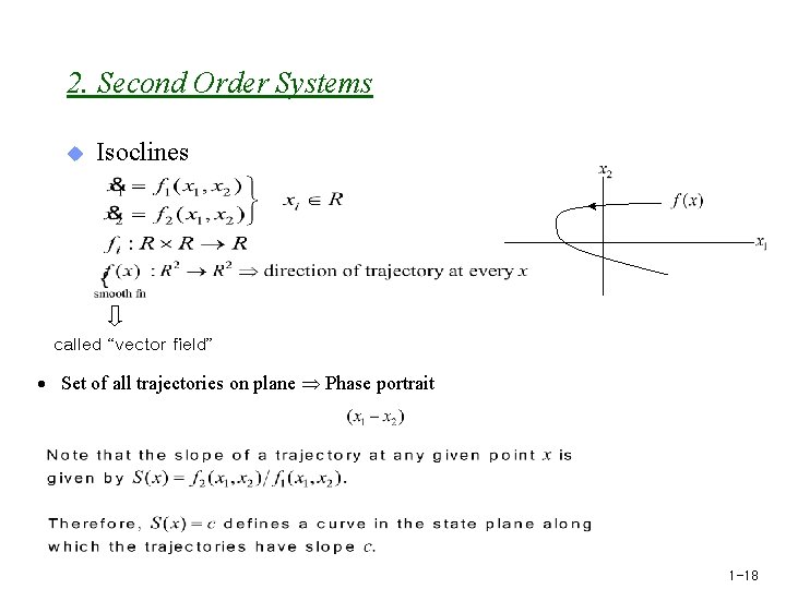 2. Second Order Systems u Isoclines called “vector field” Set of all trajectories on