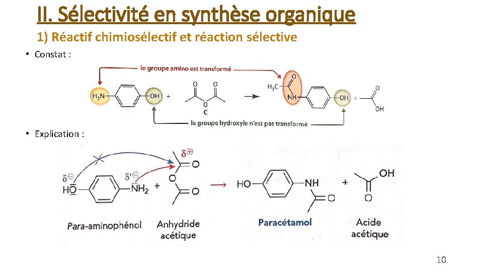 II. Sélectivité en synthèse organique 1) Réactif chimiosélectif et réaction sélective • Constat :