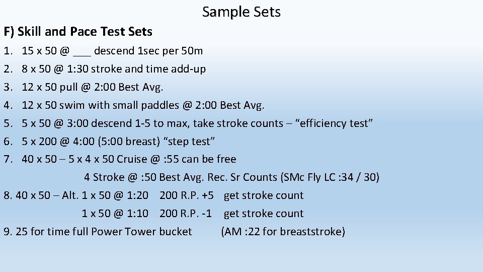 Sample Sets F) Skill and Pace Test Sets 1. 2. 3. 4. 5. 6.