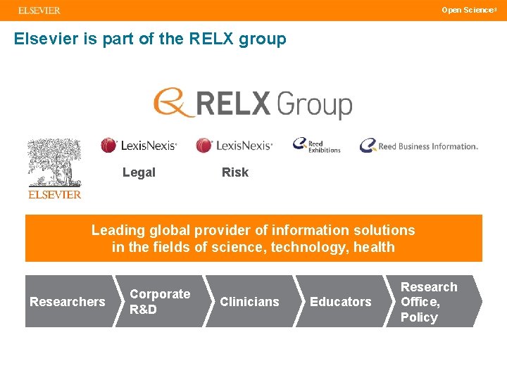 | 3 Open Science Elsevier is part of the RELX group Legal Risk Leading