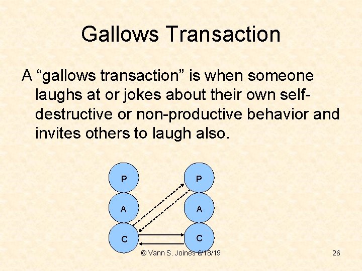 Gallows Transaction A “gallows transaction” is when someone laughs at or jokes about their