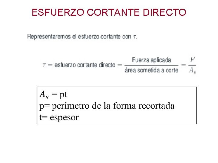 ESFUERZO CORTANTE DIRECTO ESFUERZO CORTANTE DIRECTO