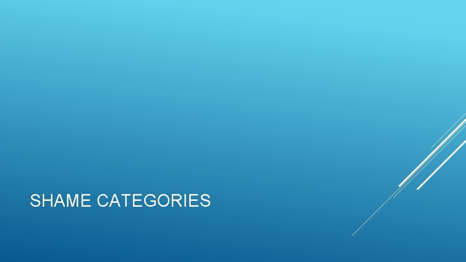 SHAME CATEGORIES 