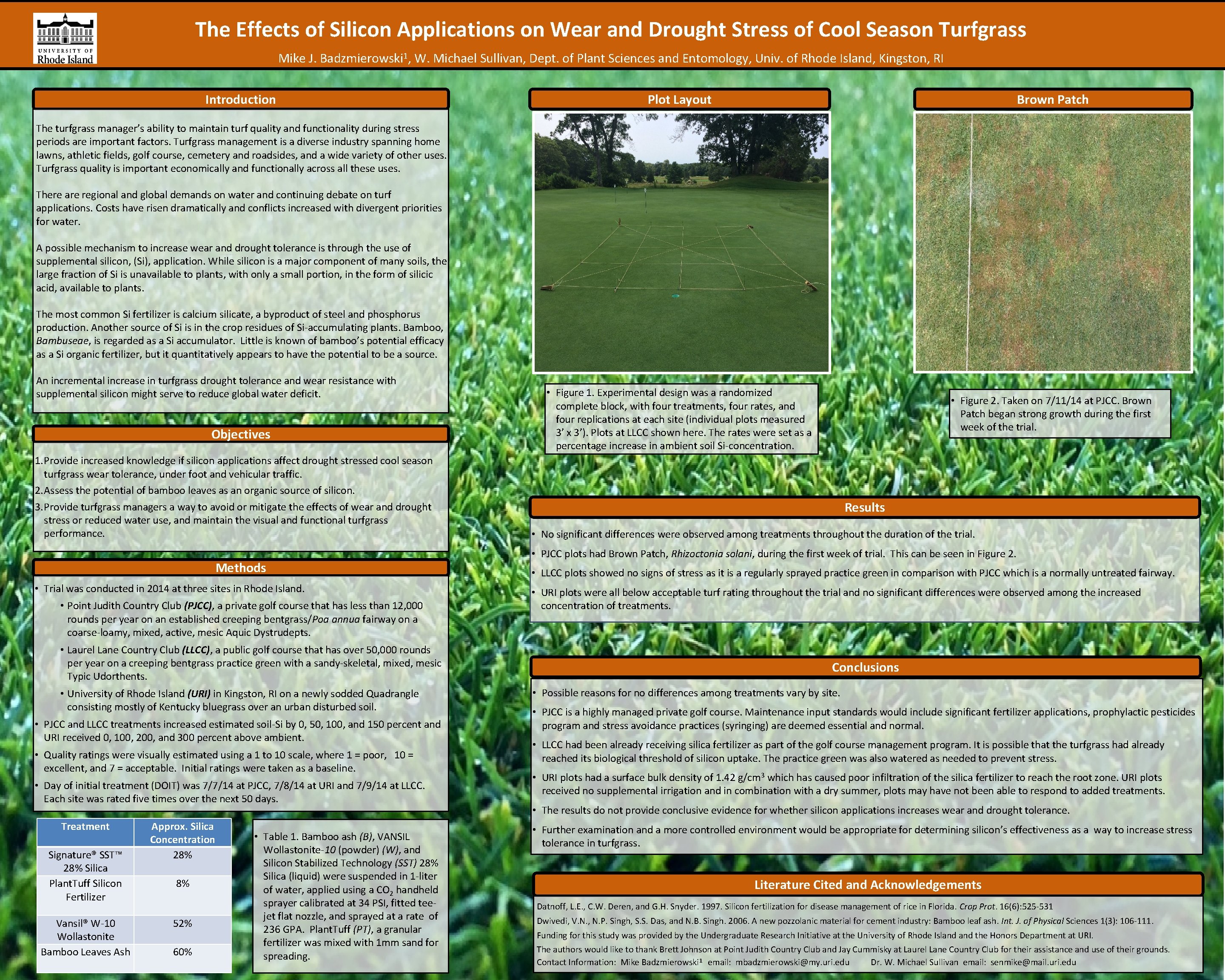 The Effects of Silicon Applications on Wear and Drought Stress of Cool Season Turfgrass