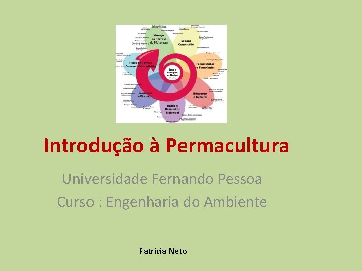 Introdução à Permacultura Universidade Fernando Pessoa Curso : Engenharia do Ambiente Patrícia Neto 