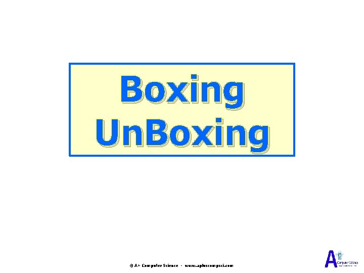 Boxing Un. Boxing © A+ Computer Science - www. apluscompsci. com 