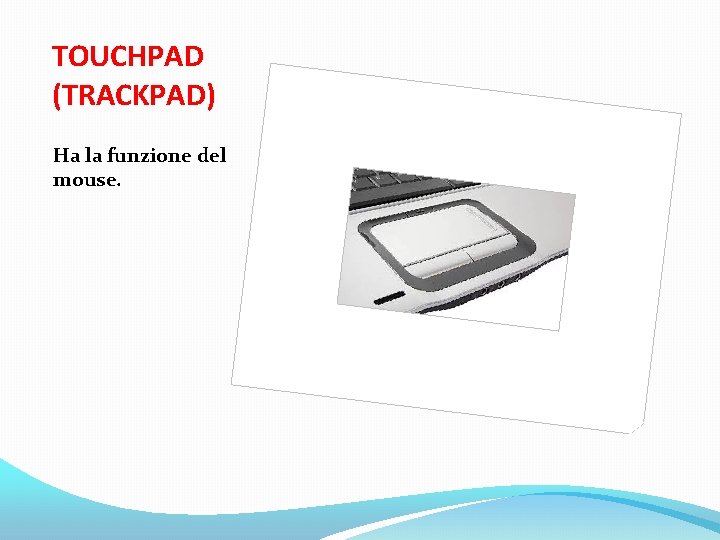 TOUCHPAD (TRACKPAD) Ha la funzione del mouse. 