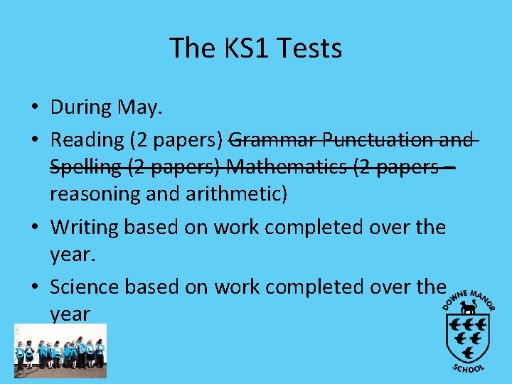 The KS 1 Tests • During May. • Reading (2 papers) Grammar Punctuation and