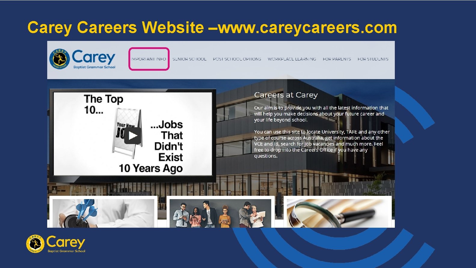 Carey Careers Website –www. careycareers. com 