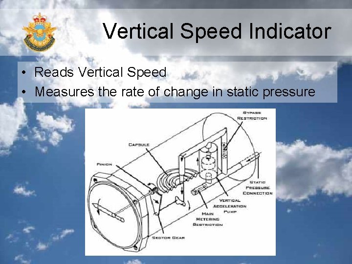 Vertical Speed Indicator • Reads Vertical Speed • Measures the rate of change in