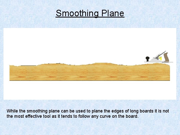 Smoothing Plane While the smoothing plane can be used to plane the edges of