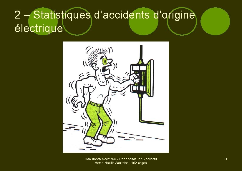 2 – Statistiques d’accidents d’origine électrique Habilitation électrique - Tronc commun 1 - collectif