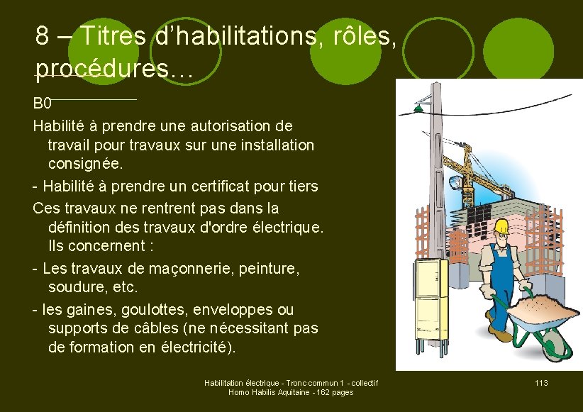 8 – Titres d’habilitations, rôles, procédures… B 0 Habilité à prendre une autorisation de