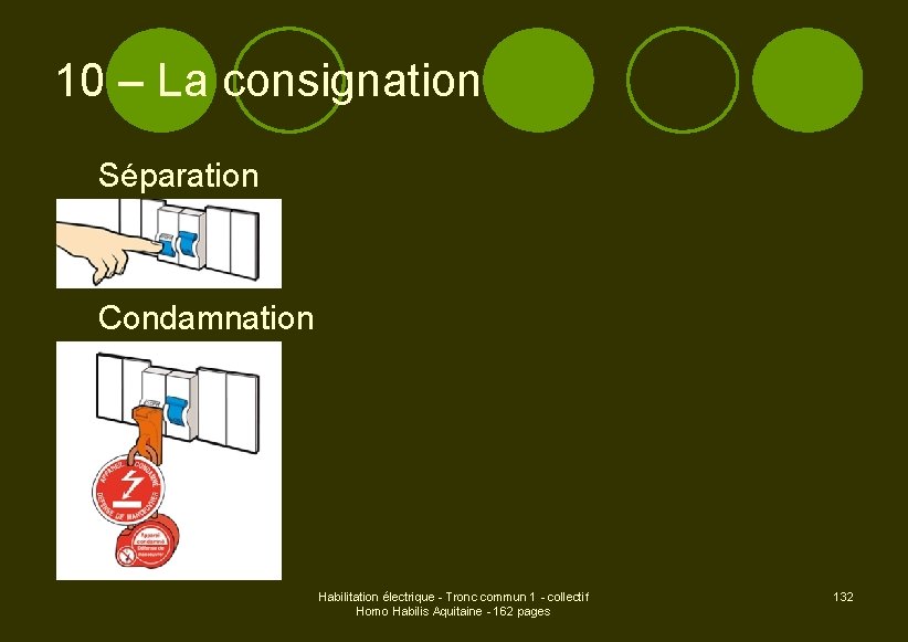 10 – La consignation Séparation Condamnation Habilitation électrique - Tronc commun 1 - collectif