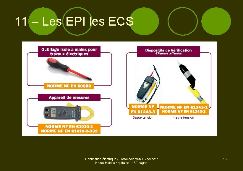 11 – Les EPI les ECS Habilitation électrique - Tronc commun 1 - collectif