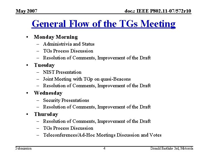 May 2007 doc. : IEEE P 802. 11 -07/572 r 10 General Flow of