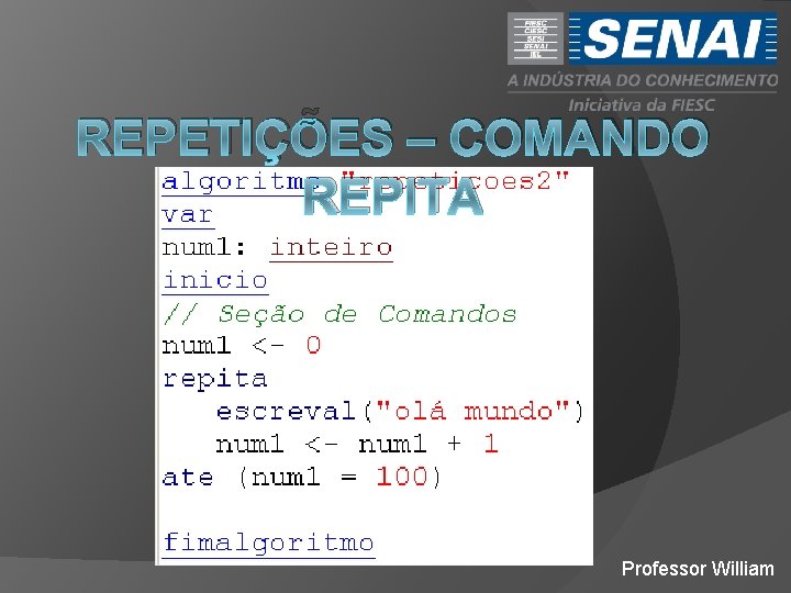 REPETIÇÕES – COMANDO REPITA Professor William 