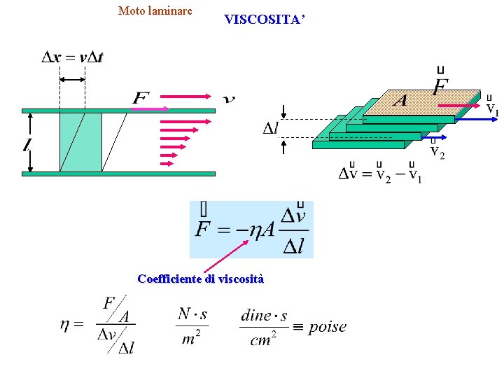 Moto laminare VISCOSITA’ Coefficiente di viscosità 