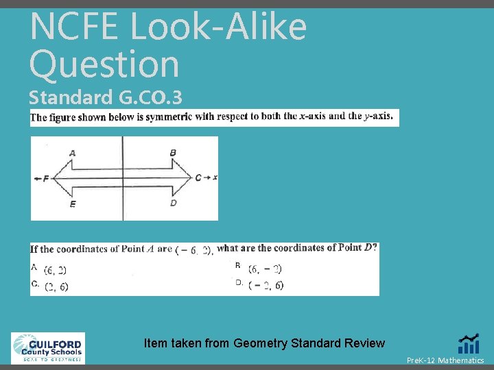 NCFE Look-Alike Question Standard G. CO. 3 Item taken from Geometry Standard Review Pre.
