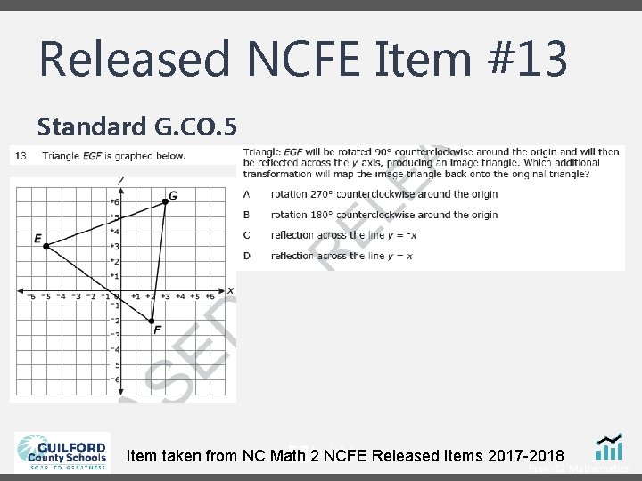 Released NCFE Item #13 Standard G. CO. 5 Item taken from NC Math 2