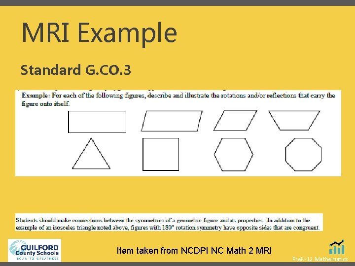 MRI Example Standard G. CO. 3 Item taken from NCDPI NC Math 2 MRI