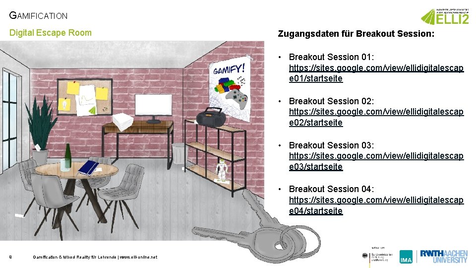 GAMIFICATION Digital Escape Room Zugangsdaten für Breakout Session: • Breakout Session 01: https: //sites.