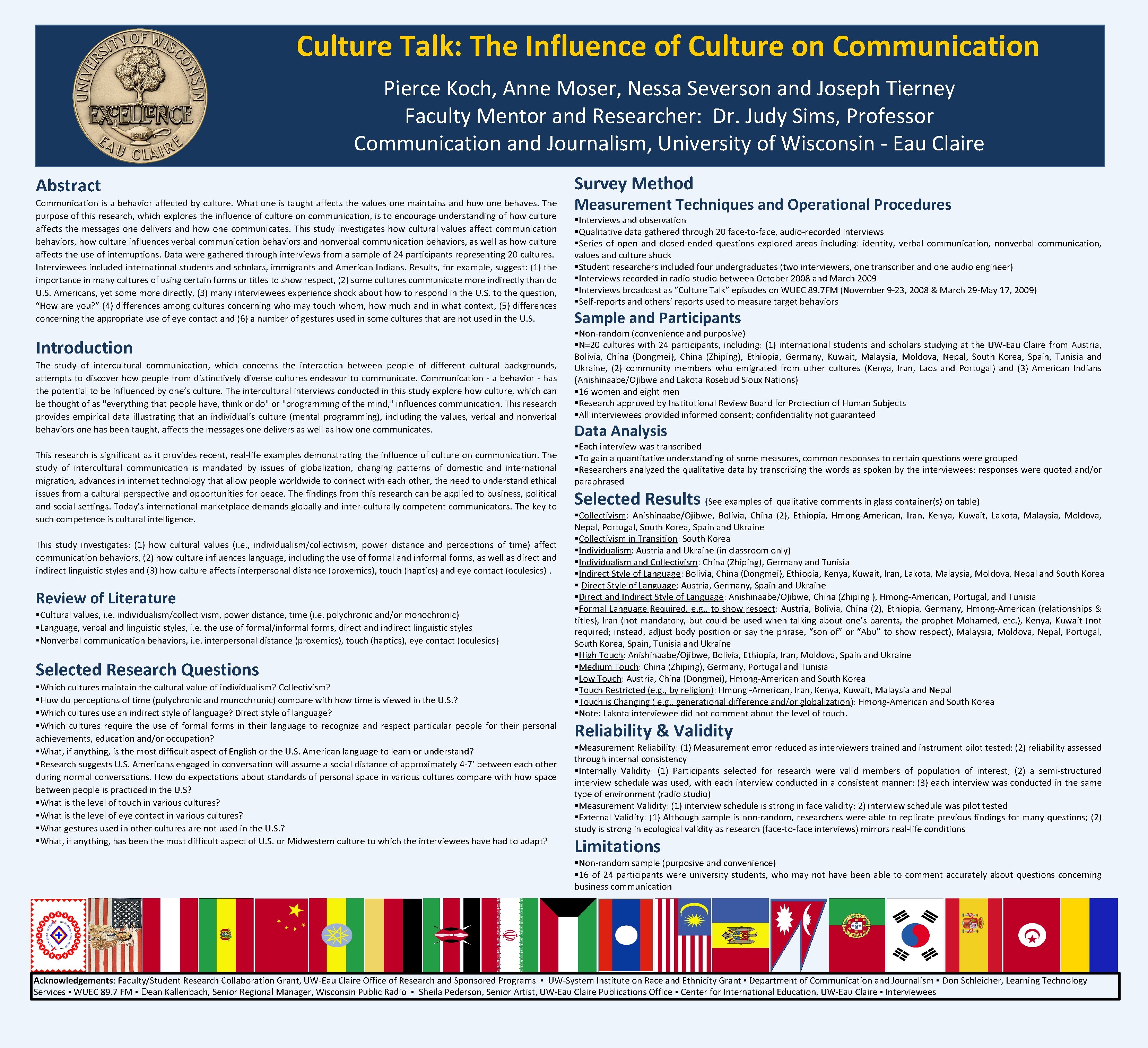Culture Talk: The Influence of Culture on Communication Pierce Koch, Anne Moser, Nessa Severson