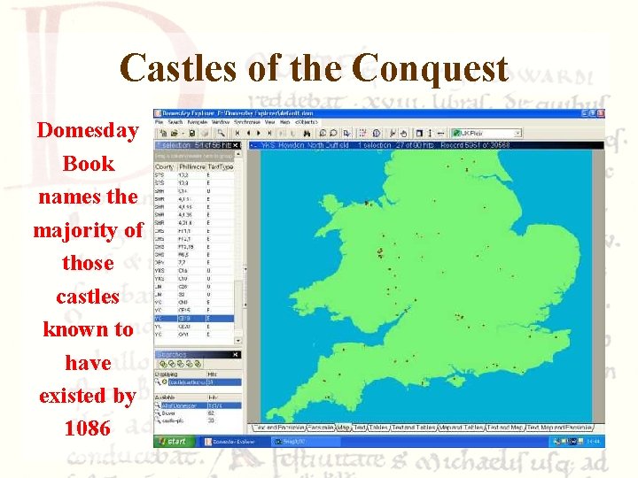 Castles of the Conquest Domesday Book names the majority of those castles known to